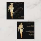 Carte De Visite Carré *~* ARIES Zodiac Astrologie Lecture Gold Black (Devant / Derrière)