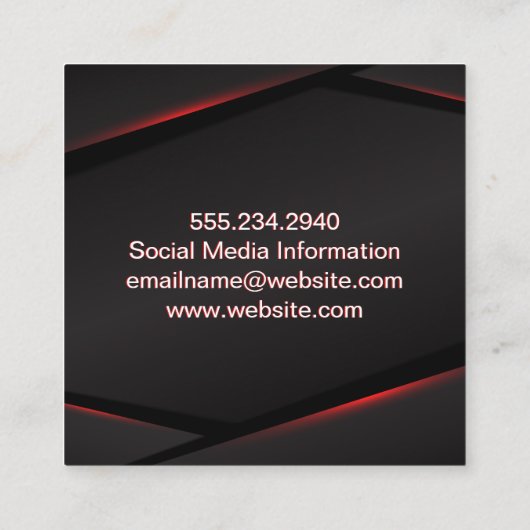 Carte De Visite Carré Arrière - plan Abstrait Red Glow (Dos)
