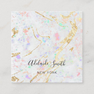 Carte De Visite Carré arrière - plan de texture gemstone blanc