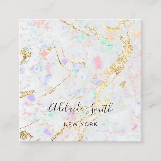 Carte De Visite Carré arrière - plan de texture gemstone blanc (Devant)