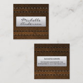 Carte De Visite Carré Arrière - plan en cuir Brown | Bannière pointillée (Devant / Derrière)
