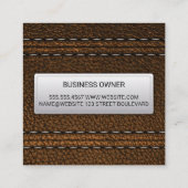Carte De Visite Carré Arrière - plan en cuir Brown | Bannière pointillée (Dos)