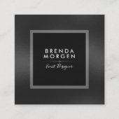 Carte De Visite Carré Arrière - plan moderne en lèche gris foncé (Devant)