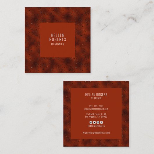 Carte De Visite Carré Arrière - plan monochromatique rouge foncé (Devant / Derrière)