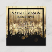 Carte De Visite Carré Arrière - plan Monogram Luxury Golden Black (Dos)