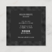 Carte De Visite Carré Arrière - plan noir monochromatique de luxe (Dos)