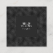 Carte De Visite Carré Arrière - plan noir monochromatique de luxe (Devant)