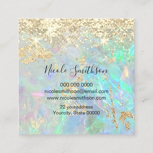 Carte De Visite Carré arrière - plan opal fausse parties scintillant (Dos)