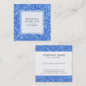 Carte De Visite Carré Arrière - plan Parties scintillant moderne Blue Fa (Devant / Derrière)