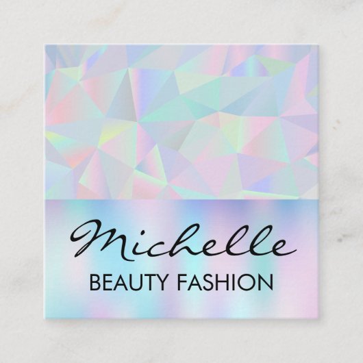 Carte De Visite Carré Arrière - plan rétrographique holographique géomét (Devant)