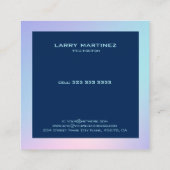 Carte De Visite Carré Arrière - plan rose et bleu foncé (Dos)