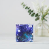 Carte De Visite Carré Arrière - plan spatial avec étoiles (Debout devant)