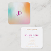 Carte De Visite Carré Art Abstrait Élégant Monogramme Modèle moderne (Devant / Derrière)