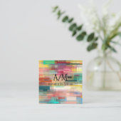 Carte De Visite Carré Art Artistique Moderne Multicolor (Debout devant)