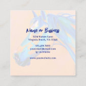 Carte De Visite Carré Art Cheval Abstrait bleu et orange (Dos)