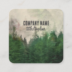 Carte De Visite Carré art de paysage de nature montagne forêt de conifè