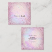 Carte De Visite Carré Art du marbre liquide holographique FAUX (Devant / Derrière)