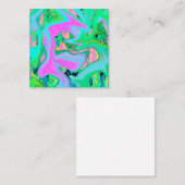 Carte De Visite Carré Art Liquide rose et bleu clair rétro sur Hydrangea (Devant / Derrière)