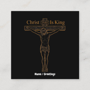 Carte De Visite Carré Art minimaliste de la crucifixion en or Christ est