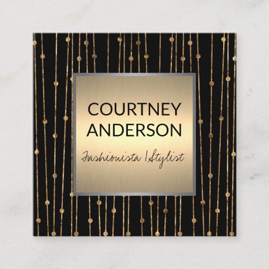 Carte De Visite Carré Art moderne | Motif Gold Line Work (Devant)