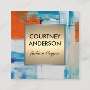 Carte De Visite Carré Art moderne   Motif Gold Metallic