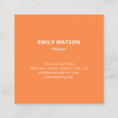 Carte De Visite Carré Art Moderne Orange Nom Artiste Art Studio (Dos)