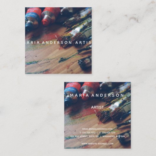 Carte De Visite Carré Art Studio (Devant / Derrière)