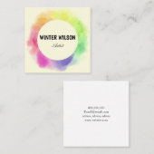 Carte De Visite Carré Artisan aquarelle alcool encre arc-en-ciel (Devant / Derrière)