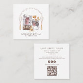 Carte De Visite Carré Artisan Watercolor Baker Dessert Caterer QR Code (Devant / Derrière)
