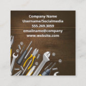 Carte De Visite Carré Artisans Outils Table en bois (Dos)