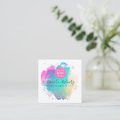 Carte De Visite Carré Artiste Abstrait de brosse à l'aquarelle (Debout devant)