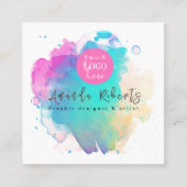 Carte De Visite Carré Artiste Abstrait de brosse à l'aquarelle (Devant)