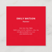 Carte De Visite Carré Artiste Art Studio de Nom Rouge Moderne (Dos)