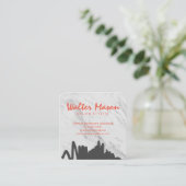 Carte De Visite Carré Artiste Brossé Gris Scribble Marbre (Debout devant)