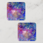 Carte De Visite Carré Artiste de maquillage bleu Abstrait violet (Devant / Derrière)