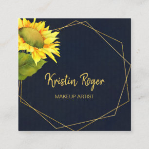 Carte De Visite Carré Artiste de maquillage bleu de la Sunflower Navy