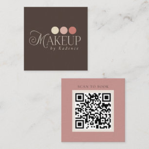 Carte De Visite Carré Artiste de Maquillage Code QR Minimaliste Moderne