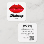 Carte De Visite Carré Artiste de maquillage des lèvres rouges (Devant / Derrière)