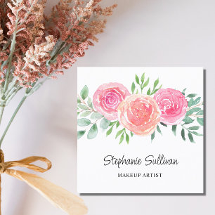 Carte De Visite Carré Artiste de maquillage en aquarelle florale