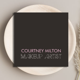 Carte De Visite Carré Artiste de maquillage foncé simple et élégant