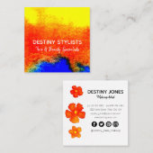 Carte De Visite Carré Artiste de maquillage moderne Abstrait d'aquarelle (Devant / Derrière)