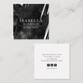 Carte De Visite Carré Artiste de maquillage moderne Abstrait Noir (Devant / Derrière)