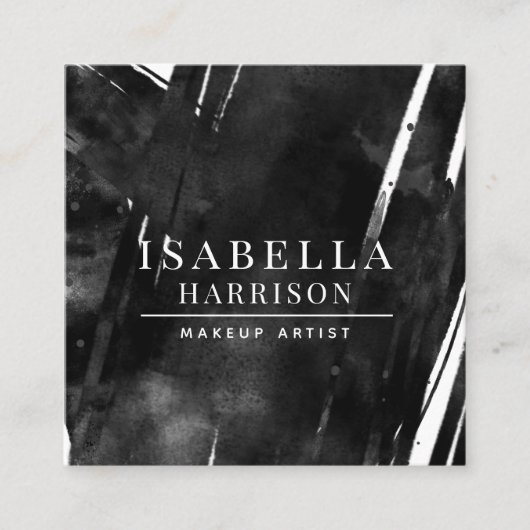 Carte De Visite Carré Artiste de maquillage moderne Abstrait Noir (Devant)