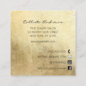 Carte De Visite Carré Artiste de maquillage moderne Chic Gold (Dos)
