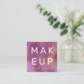 Carte De Visite Carré Artiste de maquillage moderne en métal omnié (Debout devant)