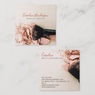 Carte De Visite Carré Artiste de maquillage moderne en poudre rose