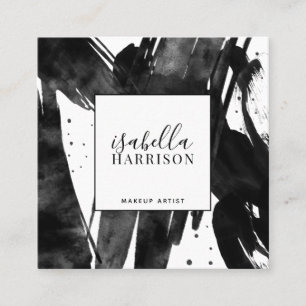 Carte De Visite Carré Artiste de maquillage noir Abstrait moderne