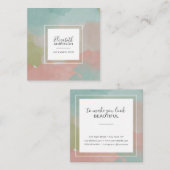 Carte De Visite Carré Artiste de maquillage Pastel Abstrait (Devant / Derrière)