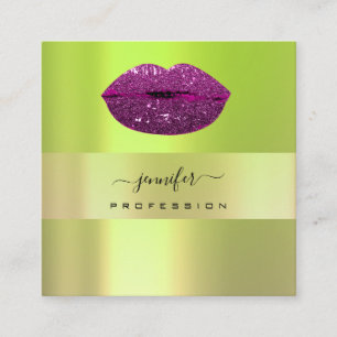 Carte De Visite Carré Artiste de maquillage professionnel en violet vert