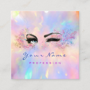 Carte De Visite Carré Artiste de maquillage professionnel Holographie d'